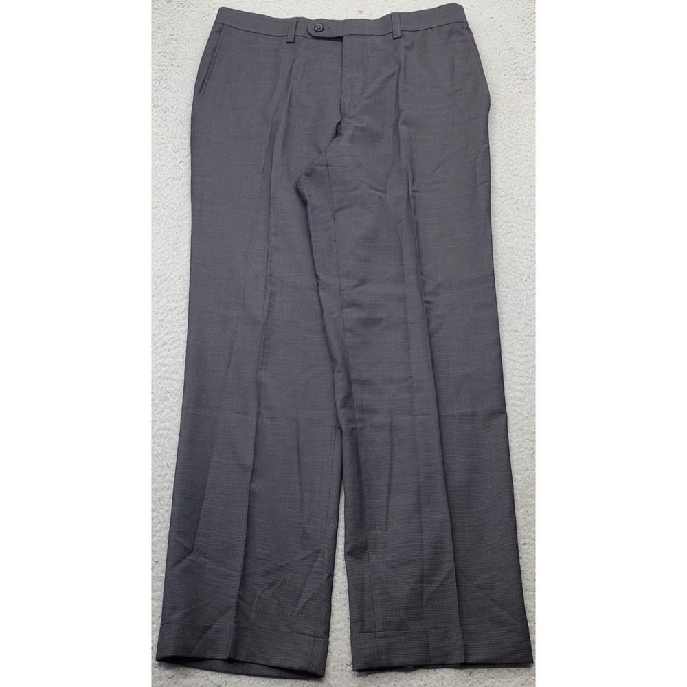 Saks Fifth Avenue Dress Pants Men 34R Multi Flat Front Slash Pocket Straight Leg